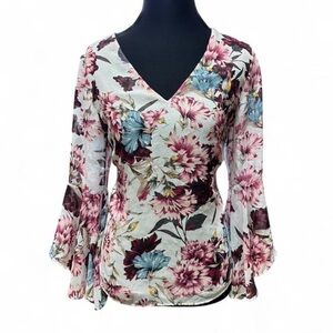 Y2K Coquette Floral Bell Sleeve Top Open Back Soft Girl Cottagecore Fairycore